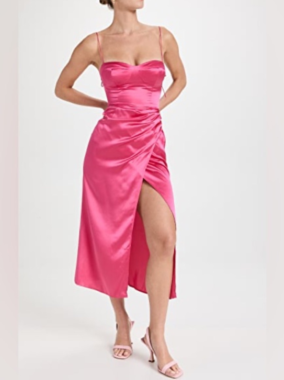 NWT Reformation Marguerite Dress Flambe Pink Silk Sz 10